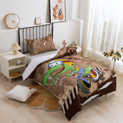 3D Crocodile Motorcycle Race Brown Cartoon Quilt Cover Set Bedding Set Duvet Cover Pillowcases 219- Jess Art Decoration
