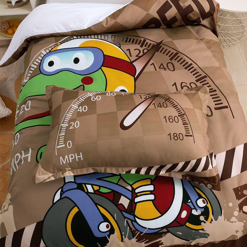 3D Crocodile Motorcycle Race Brown Cartoon Quilt Cover Set Bedding Set Duvet Cover Pillowcases 219- Jess Art Decoration