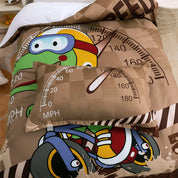 3D Crocodile Motorcycle Race Brown Cartoon Quilt Cover Set Bedding Set Duvet Cover Pillowcases 219- Jess Art Decoration
