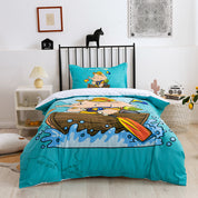 3D Elephant Boat Blue Cartoon Quilt Cover Set Bedding Set Duvet Cover Pillowcases 217- Jess Art Decoration