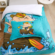 3D Elephant Boat Blue Cartoon Quilt Cover Set Bedding Set Duvet Cover Pillowcases 217- Jess Art Decoration