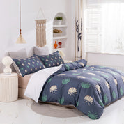 3D Leaves Pattern Blue Quilt Cover Set Bedding Set Duvet Cover Pillowcases 405- Jess Art Decoration