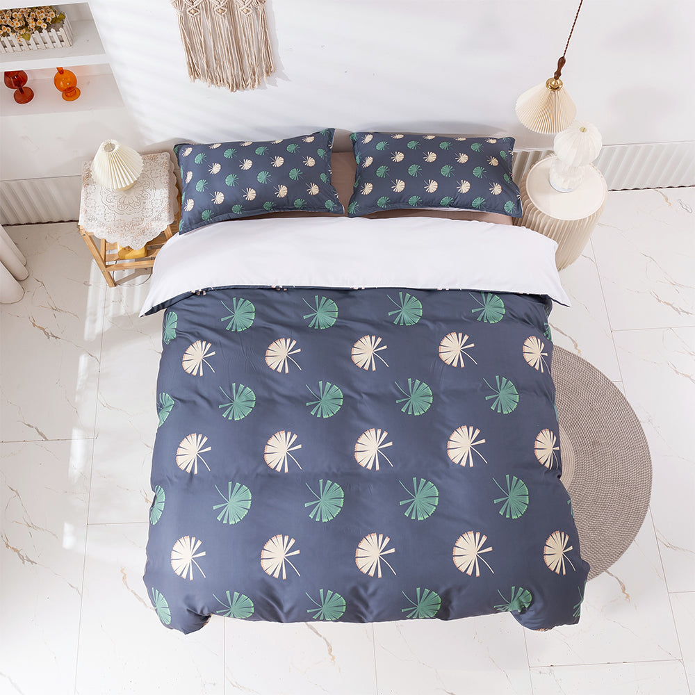 3D Leaves Pattern Blue Quilt Cover Set Bedding Set Duvet Cover Pillowcases 405- Jess Art Decoration