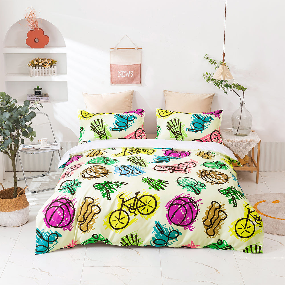 3D Basketball Bike Jump Rope Dumbbells Pattern Quilt Cover Set Bedding Set Duvet Cover Pillowcases 456- Jess Art Decoration
