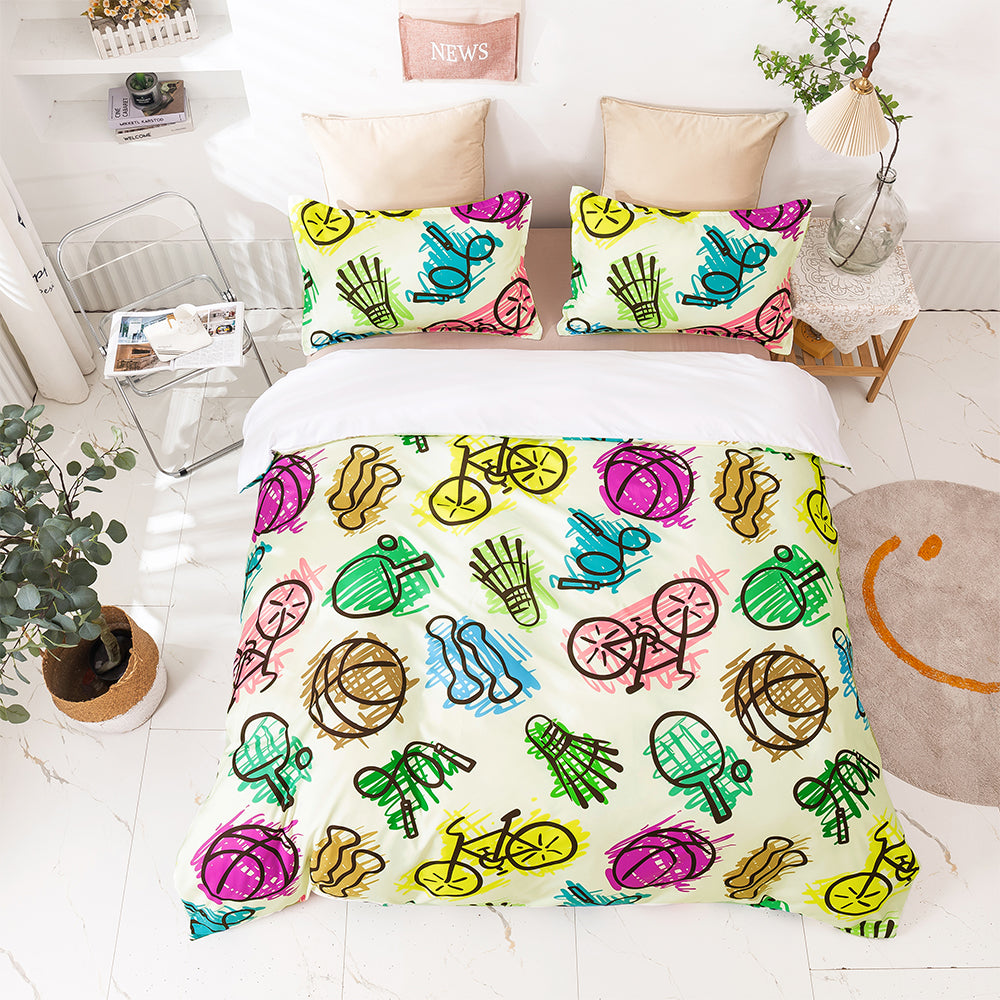 3D Basketball Bike Jump Rope Dumbbells Pattern Quilt Cover Set Bedding Set Duvet Cover Pillowcases 456- Jess Art Decoration