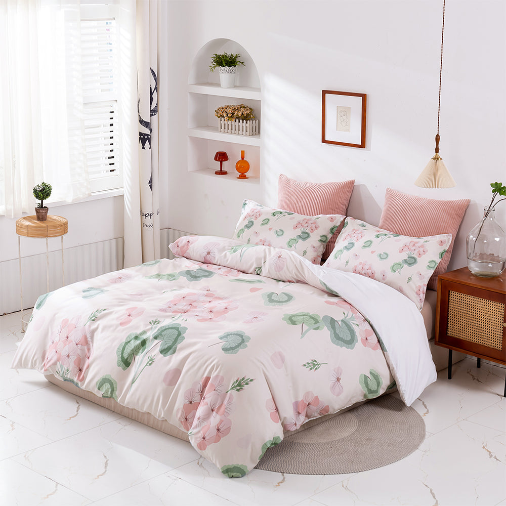 3D Watercolor Leaves Floral Pattern Quilt Cover Set Bedding Set Duvet Cover Pillowcases 412- Jess Art Decoration