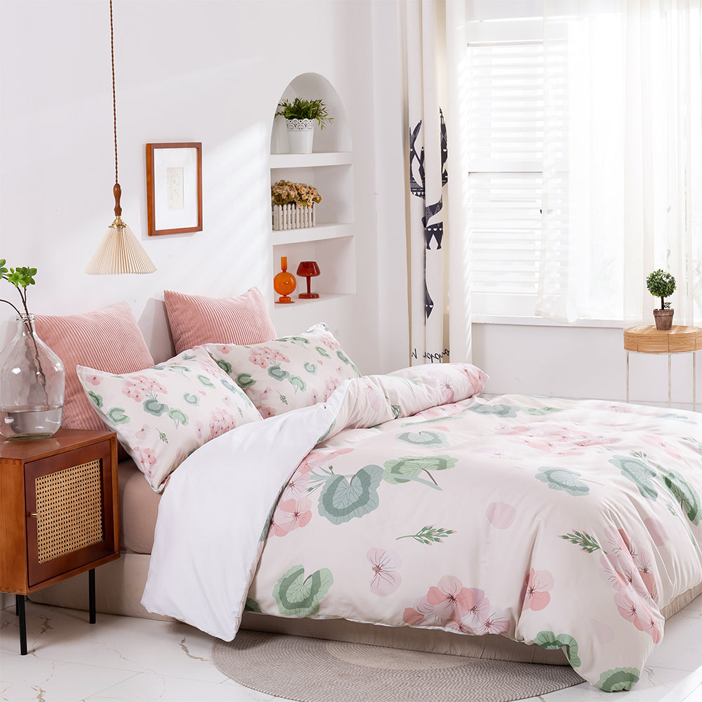 3D Watercolor Leaves Floral Pattern Quilt Cover Set Bedding Set Duvet Cover Pillowcases 412- Jess Art Decoration
