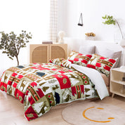3D Deer Pine Tree Red Golden Christmas Quilt Cover Set Bedding Set Duvet Cover Pillowcases 464- Jess Art Decoration