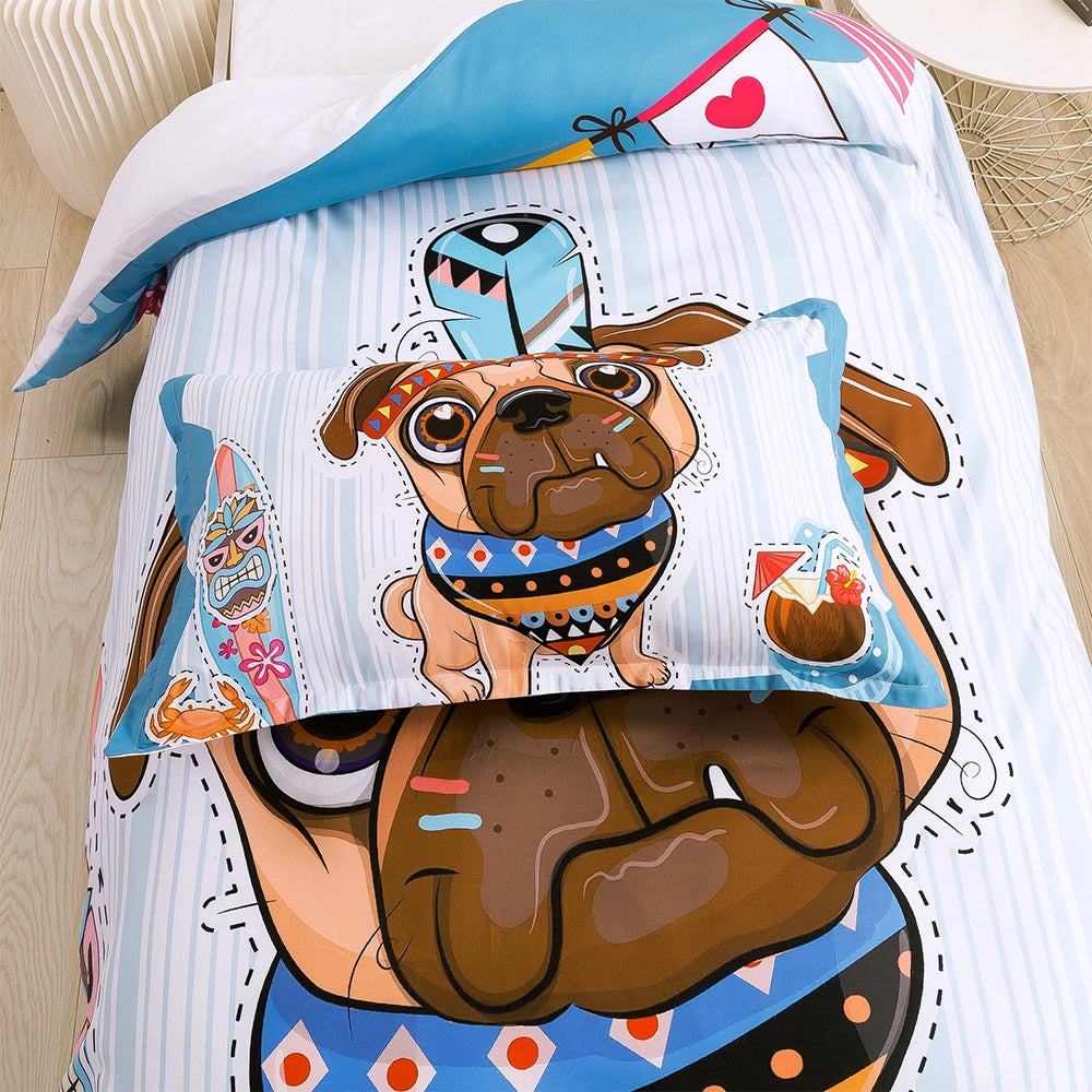 3D Dog Skateboard Colorful Cartoon Quilt Cover Set Bedding Set Duvet Cover Pillowcases 227- Jess Art Decoration