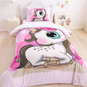 3D Unicorn Pink Cartoon Quilt Cover Set Bedding Set Duvet Cover Pillowcases 228- Jess Art Decoration