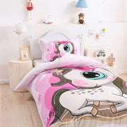 3D Unicorn Pink Cartoon Quilt Cover Set Bedding Set Duvet Cover Pillowcases 228- Jess Art Decoration
