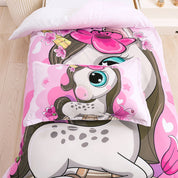 3D Unicorn Pink Cartoon Quilt Cover Set Bedding Set Duvet Cover Pillowcases 228- Jess Art Decoration