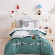 3D Bear Rabbit Green Quilt Cover Set Bedding Set Duvet Cover Pillowcases 208- Jess Art Decoration