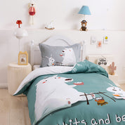 3D Bear Rabbit Green Quilt Cover Set Bedding Set Duvet Cover Pillowcases 208- Jess Art Decoration