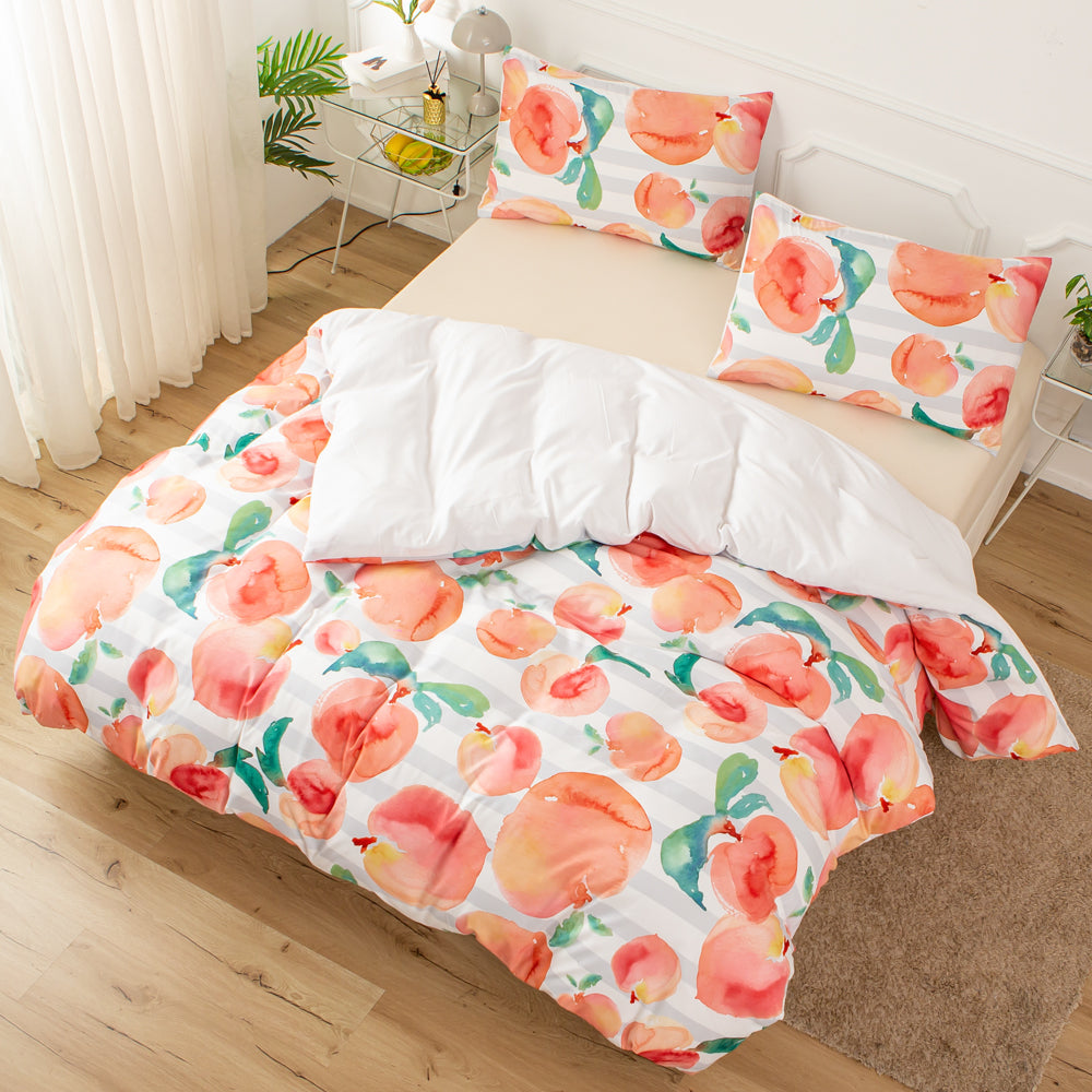 3D Watercolor Apple Orange Quilt Cover Set Bedding Set Duvet Cover Pillowcases 605- Jess Art Decoration