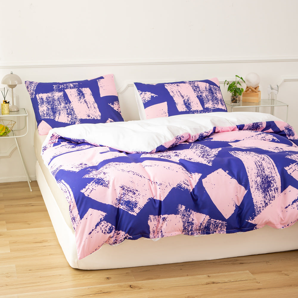 3D Pink Geometric Blue Pattern Quilt Cover Set Bedding Set Duvet Cover Pillowcases 606- Jess Art Decoration