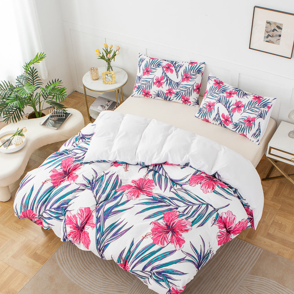 3D Floral Leaves Pattern Quilt Cover Set Bedding Set Duvet Cover Pillowcases 589- Jess Art Decoration