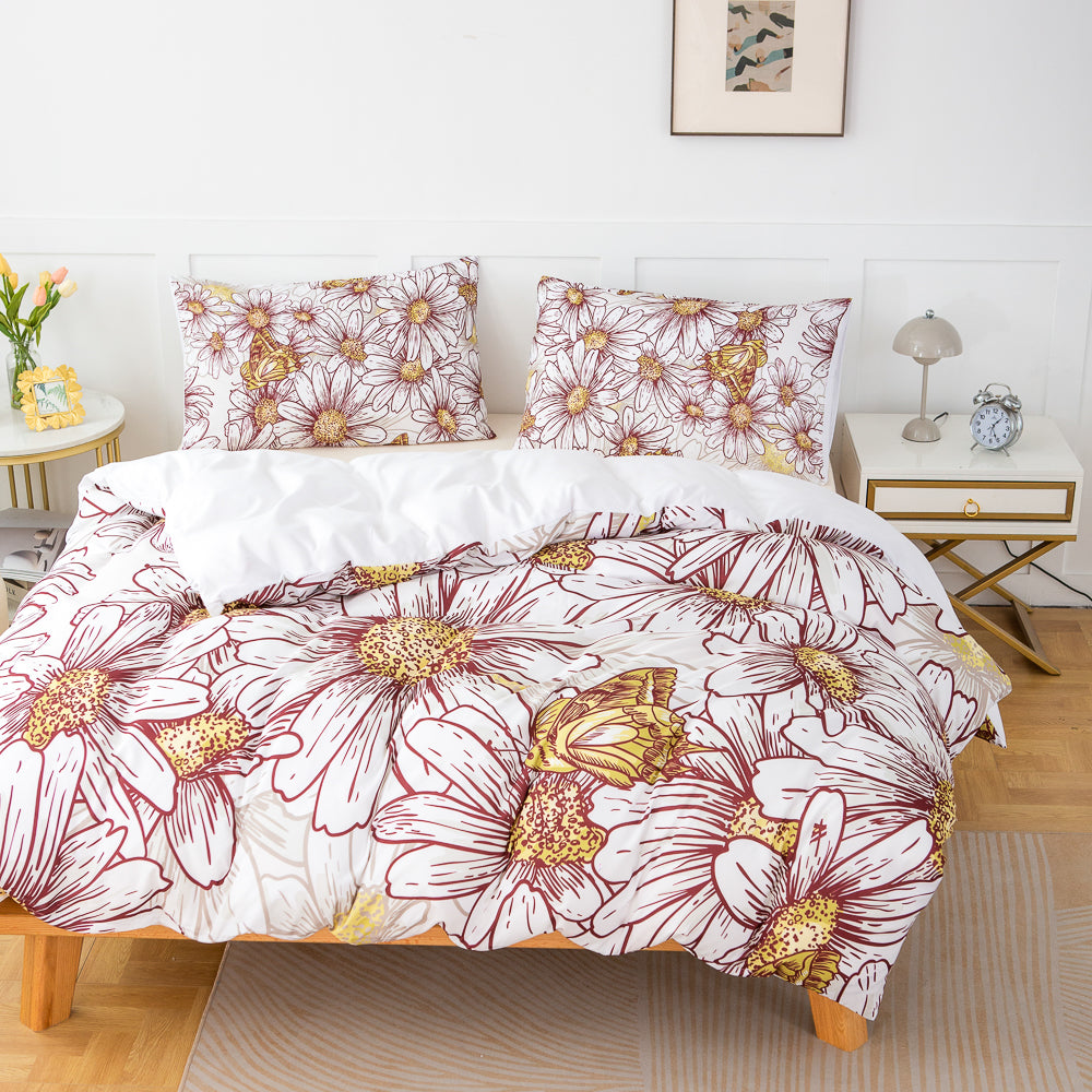 3D Floral Daisy Hand Drawn Quilt Cover Set Bedding Set Duvet Cover Pillowcases 588- Jess Art Decoration