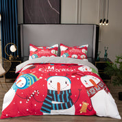 3D Snowman Christmas Red Quilt Cover Set Bedding Set Duvet Cover Pillowcases 500- Jess Art Decoration