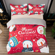3D Snowman Christmas Red Quilt Cover Set Bedding Set Duvet Cover Pillowcases 500- Jess Art Decoration