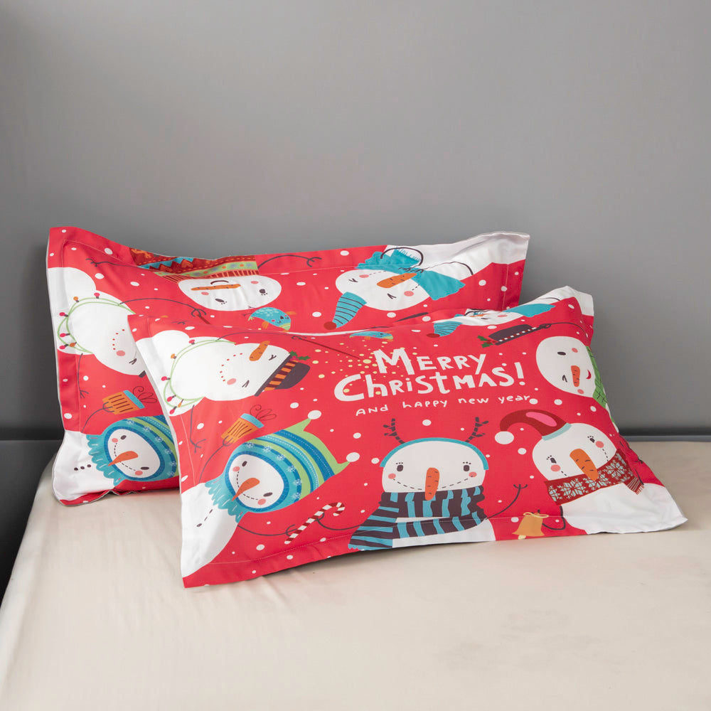 3D Snowman Christmas Red Quilt Cover Set Bedding Set Duvet Cover Pillowcases 500- Jess Art Decoration