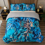 3D Blue Leaves Quilt Cover Set Bedding Set Duvet Cover Pillowcases 510- Jess Art Decoration
