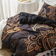 3D Medallion Black Gold Ethnic Style Quilt Cover Set Bedding Set Duvet Cover Pillowcases 542- Jess Art Decoration