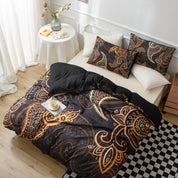 3D Medallion Black Gold Ethnic Style Quilt Cover Set Bedding Set Duvet Cover Pillowcases 542- Jess Art Decoration