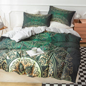 3D Medallion Green Gold Ethnic Style Quilt Cover Set Bedding Set Duvet Cover Pillowcases 544- Jess Art Decoration