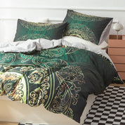 3D Medallion Green Gold Ethnic Style Quilt Cover Set Bedding Set Duvet Cover Pillowcases 544- Jess Art Decoration