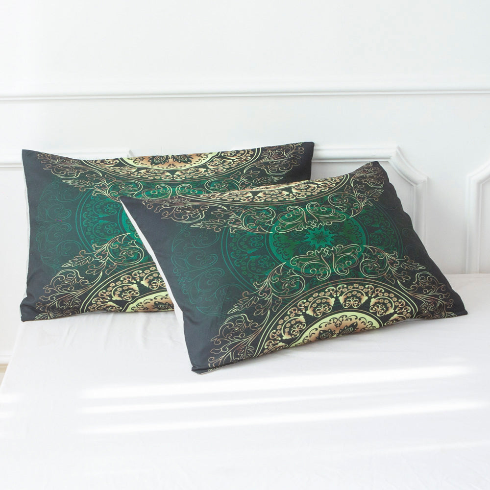 3D Medallion Green Gold Ethnic Style Quilt Cover Set Bedding Set Duvet Cover Pillowcases 544- Jess Art Decoration