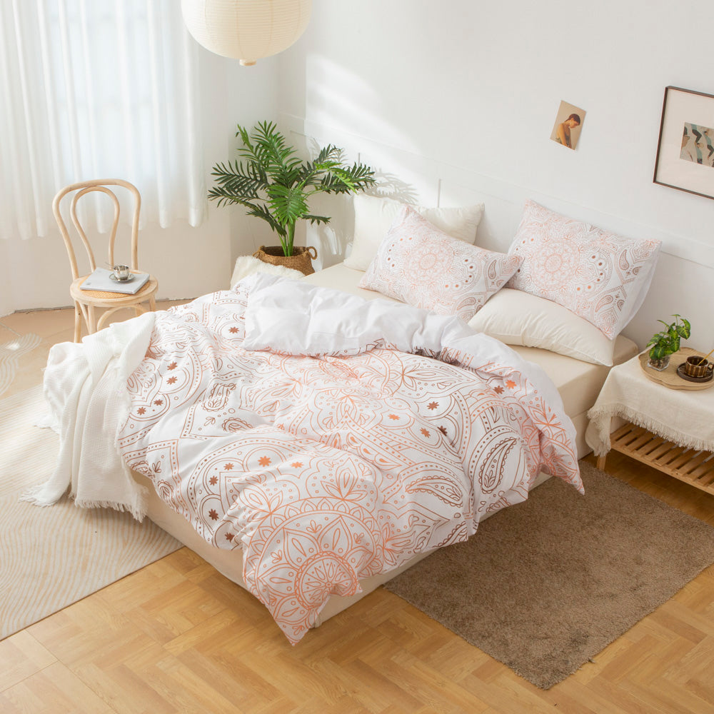 3D Medallion Pink Gold Ethnic Style Quilt Cover Set Bedding Set Duvet Cover Pillowcases 545- Jess Art Decoration