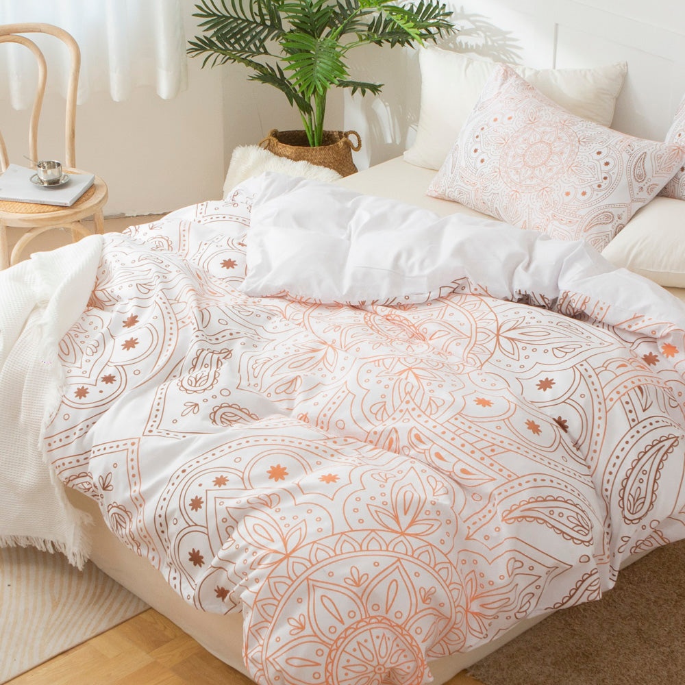 3D Medallion Pink Gold Ethnic Style Quilt Cover Set Bedding Set Duvet Cover Pillowcases 545- Jess Art Decoration