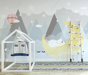 3D Freehand Sketching Children's Room Little Bear Hydrogen Balloon Star Cloud Wall Mural Wallpaper YXL 419- Jess Art Decoration