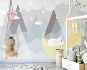 3D Freehand Sketching Children's Room Little Bear Hydrogen Balloon Star Cloud Wall Mural Wallpaper YXL 419- Jess Art Decoration