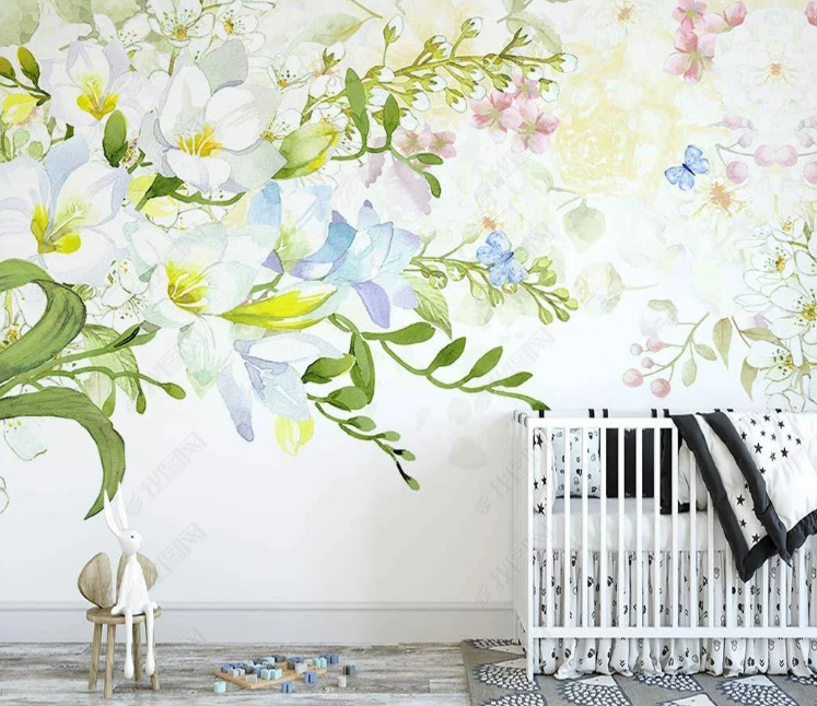 3D Floral Butterfly Greenery Butterfly Orchid Wall Mural Wallpaper YXL 437- Jess Art Decoration