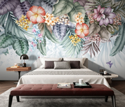 3D Floral Leaf Selva Butterfly Wall Mural Wallpaper YXL 463- Jess Art Decoration