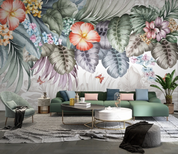 3D Floral Leaf Selva Butterfly Plant Wall Mural Wallpaper YXL 465- Jess Art Decoration