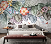 3D Floral Leaf Selva Butterfly Plant Wall Mural Wallpaper YXL 465- Jess Art Decoration