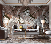 3D Leaf Selva Plant Gray Wall Mural Wallpaper YXL 470- Jess Art Decoration