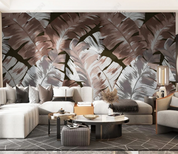 3D Leaf Selva Plant Gray Wall Mural Wallpaper YXL 470- Jess Art Decoration