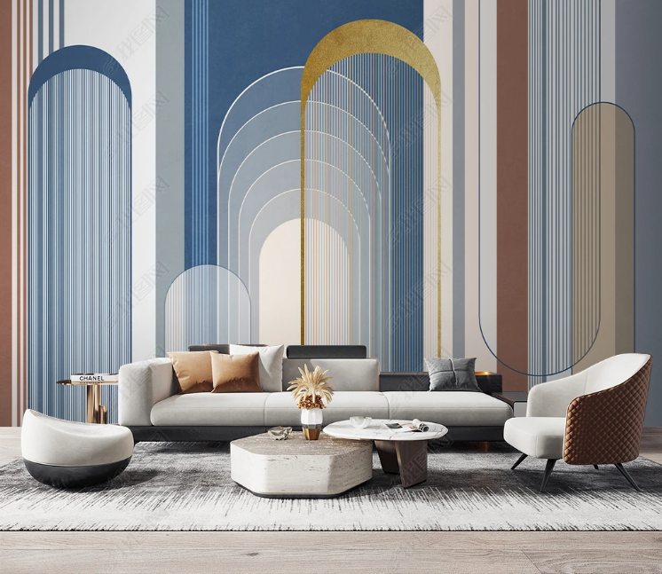 3D Geometric Line Ellipse Wall Mural Wallpaper YXL 495- Jess Art Decoration
