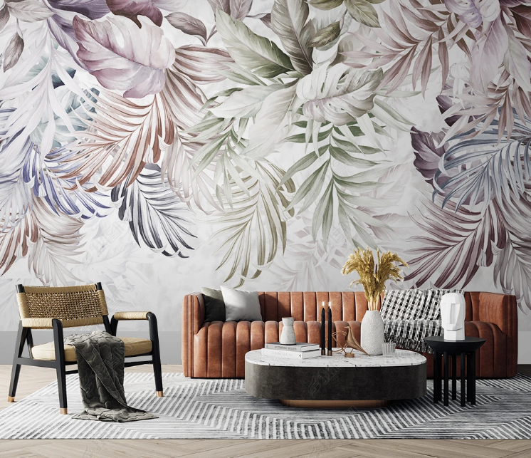 3D Freehand Sketching Plant Leaf Wall Mural Wallpaper YXL 530- Jess Art Decoration
