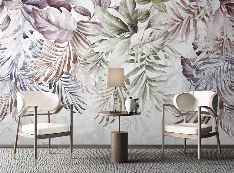 3D Freehand Sketching Plant Leaf Wall Mural Wallpaper YXL 530- Jess Art Decoration