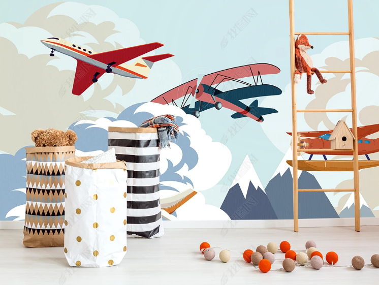 3D Aircraft Cloud Sky Wall Mural Wallpaper YXL 532- Jess Art Decoration