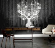 3D Animal Elk Gray Floral Lamplight Wall Mural Wallpaper YXL 542- Jess Art Decoration