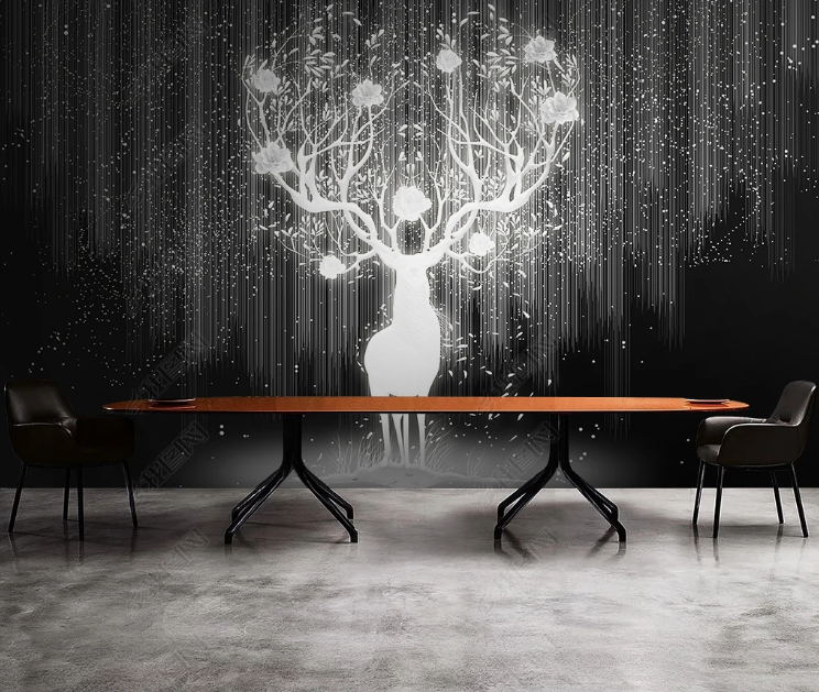3D Animal Elk Gray Floral Lamplight Wall Mural Wallpaper YXL 542- Jess Art Decoration