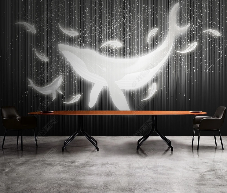 3D Animal Whale Gray Wall Mural Wallpaper YXL 543- Jess Art Decoration