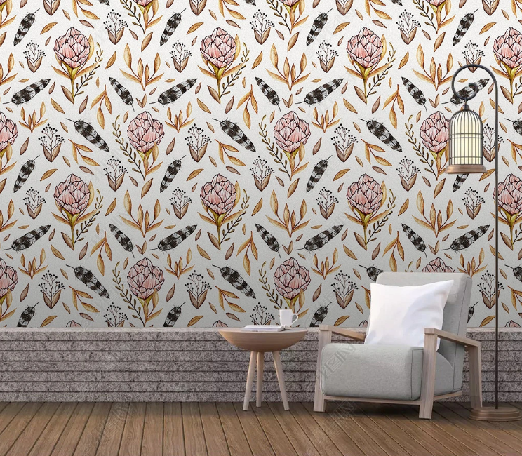 3D Floral Leaf Plant Wall Wall Mural Wallpaper YXL 547- Jess Art Decoration