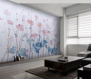 3D Freehand Sketching Floral Leaf Pink Wall Wall Mural Wallpaper YXL 549- Jess Art Decoration